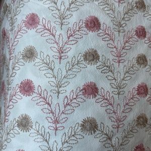 Rose Pink and Tan Embroidered Cotton, Vintage Twin Bedspreads
